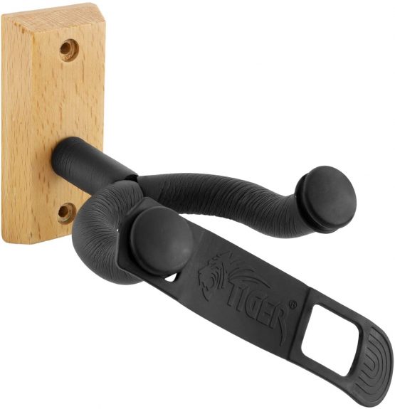 Tiger GST49-BK Wooden Guitar Wall Mount for Acoustic, Electric, Bass and Classical Guitars - Image 2