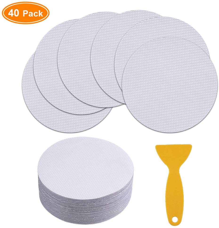 SENSOUSONG 40 Pieces Round Non-Slip Safety Shower Treads Self Adhesive Bathtub Stickers Round Non-Slip Bath Stickers 10 cm/4 Inch