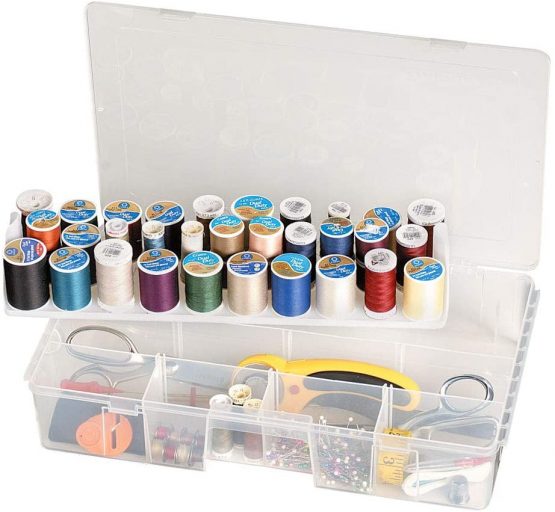 ArtBin Lutions Sewing Supply System with Lift-Out Thread Spool Tray, [1] Plastic Storage Case, Clear
