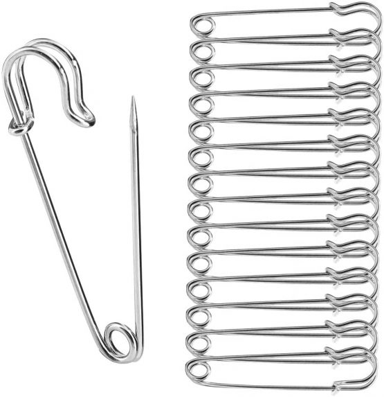 Stadux 30Pcs Safety Pins, Strong Metal Heavy Duty Safety blanket Pins for Jewelry Crafts, Sliver (50mm)