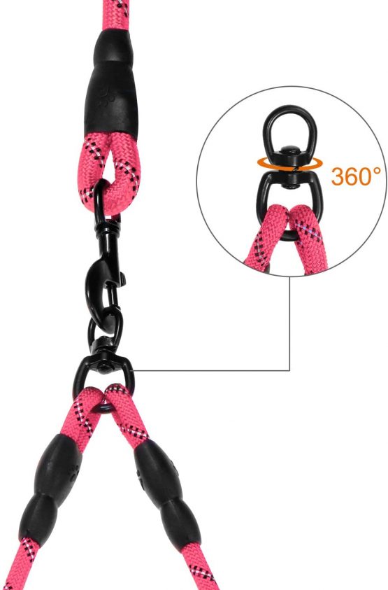 Taglory Dog Lead Splitter,Reflective 2 Dog Lead for Puppy Small Medium Dogs,30 inches Pink - Image 4