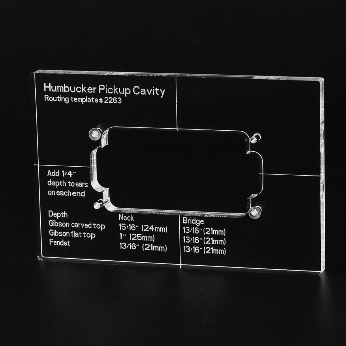 Musiclily Pro CNC Accurate Acrylic Humbucker Pickup Routing Template for Electric Guitar Body, For Body
