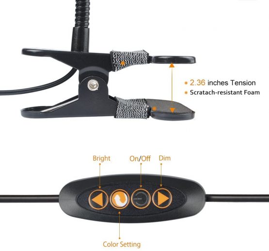 LEPOWER Clip on Reading Light,USB Rechargeable Dimmable LED Book Light,Stepless Adjustable Brightness Desk Clamp Lamp with 360°Flexible Neck for Children & Adults - Image 3