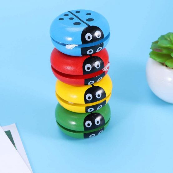 NUOBESTY 10pcs Wooden Yoyo Toys Ladybug Shaped Yoyo Ball Kids Party Favors - Image 4