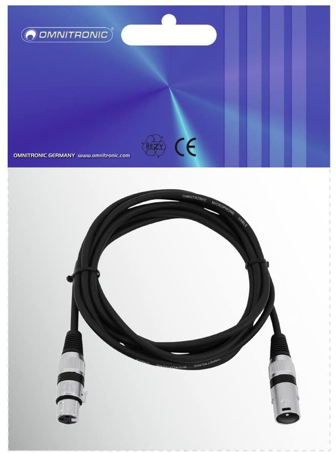 XLR Male to XLR Female PA Cable - 3 meter, Schwarz, 6 mm - Image 3