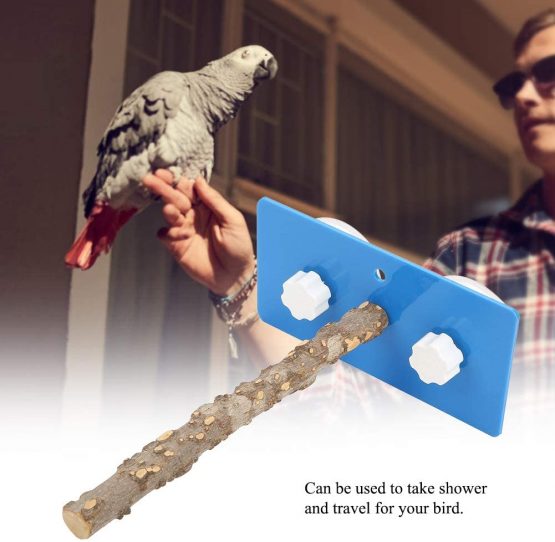 HEEPDD Parrot Perches, Suction Cup Window and Shower Perch Toy for Birds Budgies Parakeet Cockatiel Cockatoo African Greys(Fagara Wood) - Image 3