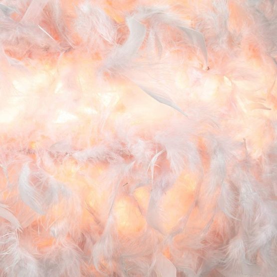 Eye-Catching and Modern Real Natural Pink Feather Decorated Small Pendant Light Shade 40watt Maximum Perfect Statement Piece 25cm Diameter by Happy Homewares - Image 4