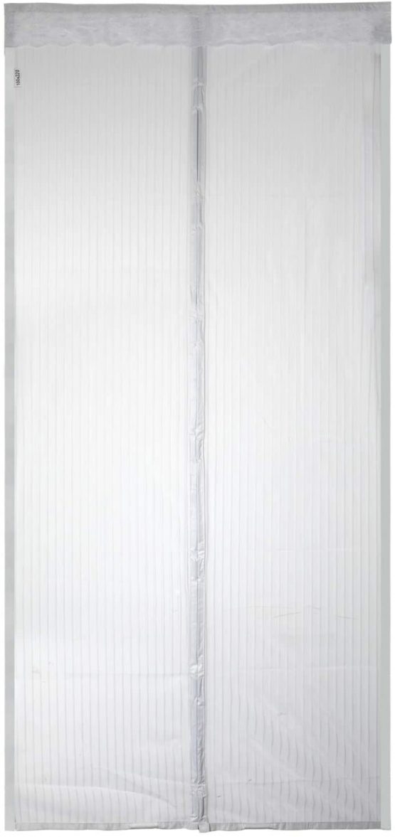 Magnetic Screen Door, Polyester Magnetic Door Fly Screen Curtain Magic Paste Curtains Super Quiet Stripes Encryption for Anti Mosquito or Anti Pest Magnetic Soft Door (White, 100 x 220 cm)