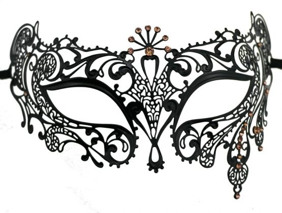 Thmyo Halloween Mask Mask Laser Cut Metal Women's Masquerade Mask Venetian Mask (Black+champagne)