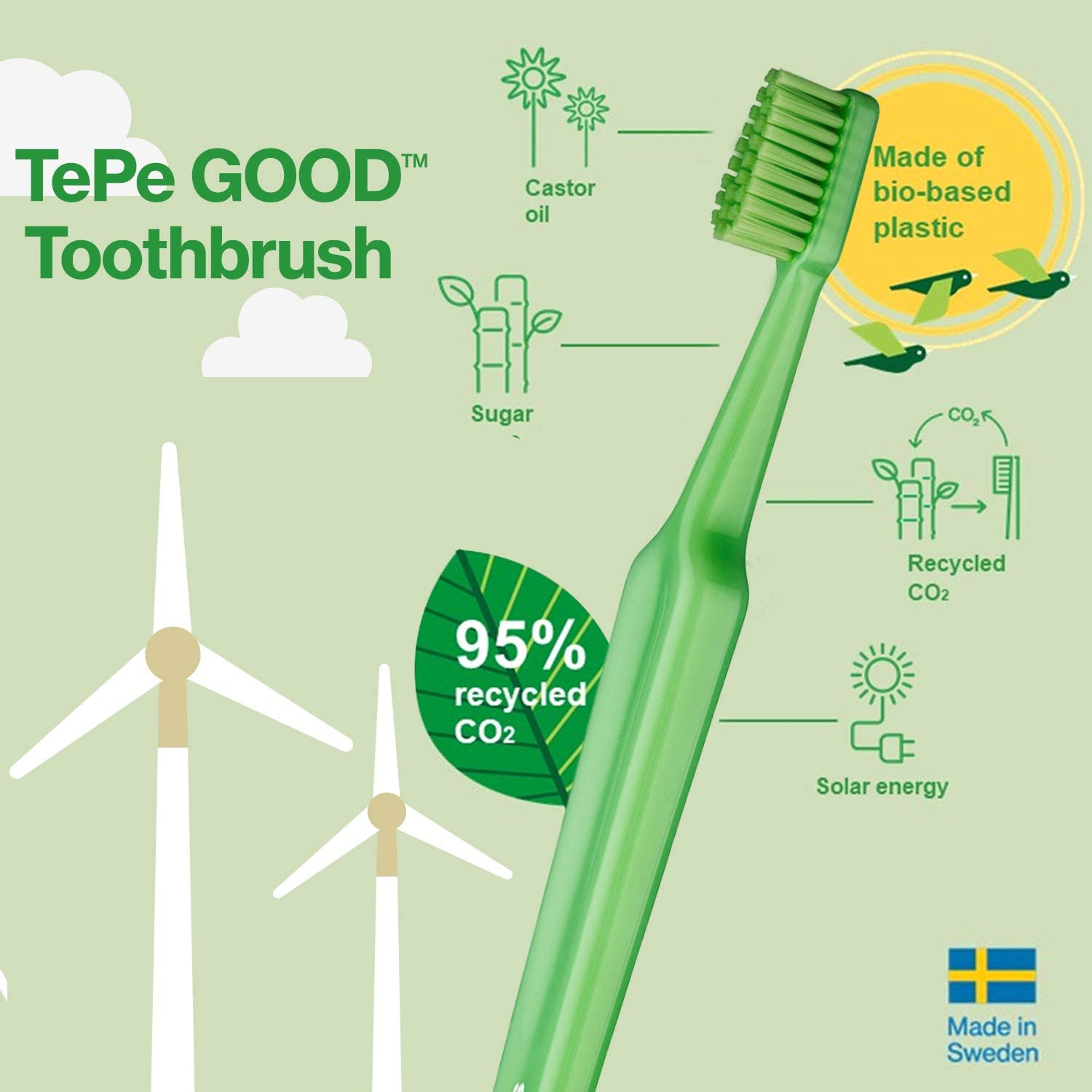 TePe Good Compact Toothbrush, Soft, Assorted Colours, 1pc, Soft Toothbrush for Adults Sustainable Toothbrush - Image 4