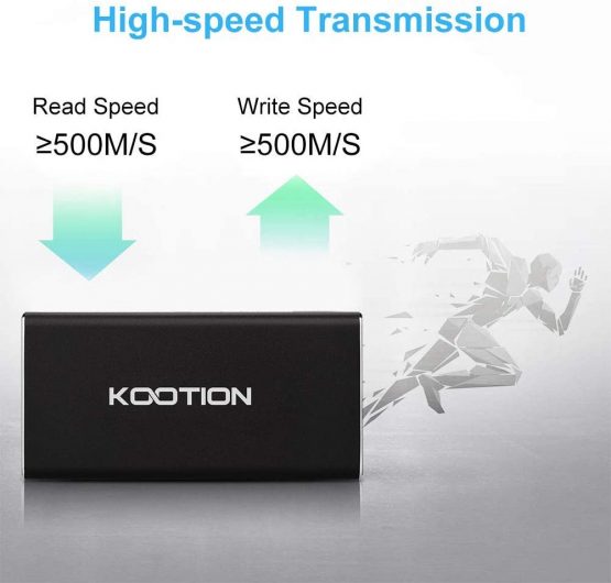 KOOTION 500GB Portable External SSD USB 3.1 Gen 2 Type-C Read/Write Speed up to 500MB/s & 450MB/s High Speed Transfer Drive Ultra-Slim Mobile Solid State Drive for Laptop, Tablet, PC and Phone, black - Image 3