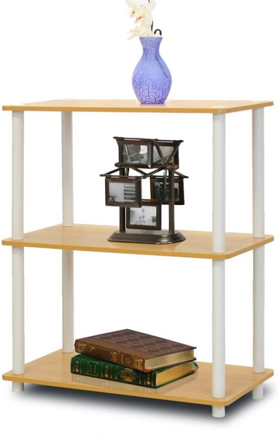 Furinno Turn-N-Tube 3-Tier Compact Multipurpose Shelf Display Rack, Standing Shelf, Beech