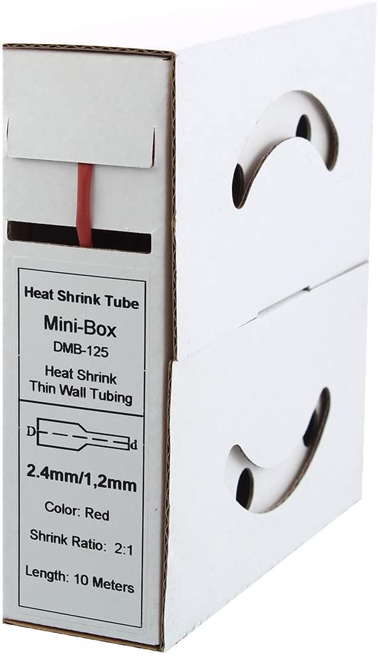Offgridtec 10 m Heat Shrink Tubing 2.4 mm > 1.2 mm Red Dispenser Box Workshop Car, 2,4mm > 1,2mm