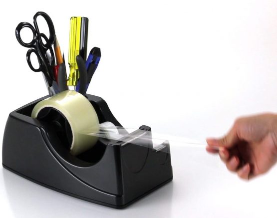 OIC Officemate 2-in-1 Heavy Duty Tape Dispenser with Storage Compartment, Black - Image 4