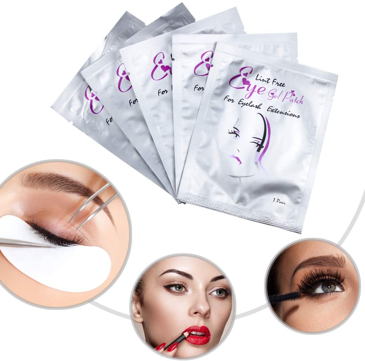 Under Eye Gel Pads 50 works Gel Eye Pads for Lash Eyelash Extensions Lint Free Eye Patches, 2 count (Pack of 50) - Image 2