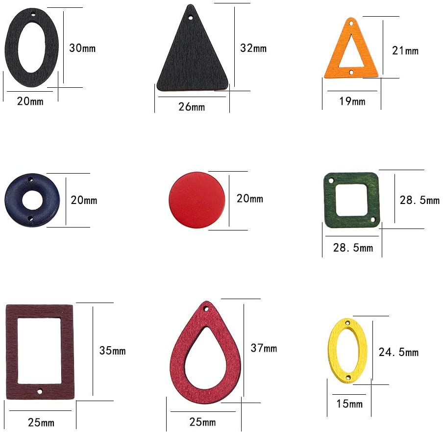 SUNNYCLUE 90Pcs 18 Style Wood Pendants Charms Links Connector with Hole for Jewelry Making Mixed Color Earring Dangle Drops Necklace Bracelet for Jewelry Findings Supplies Accessories - Image 2