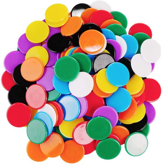 FINGOOO 160 pieces Colored Counter Bingo Chips Leaning Resource Plastic Markers for Kids Math Counting Education