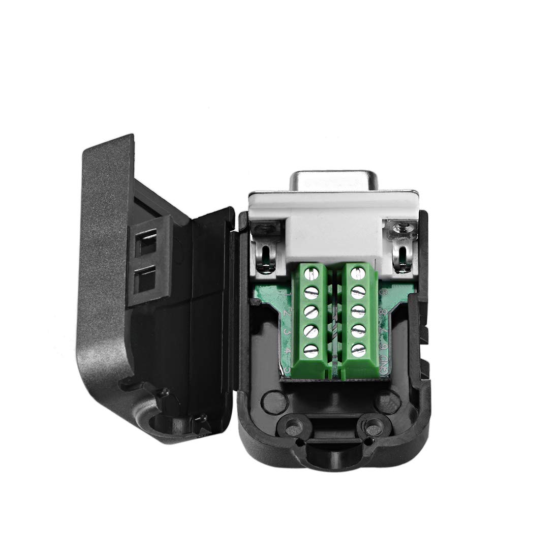 sourcing map D-sub DB9 Breakout Board Connector with Case 9 Pin 2 Row Female Port Solderless Terminal Block Adapter with Thumb Screws - Image 3