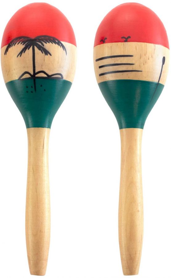 World Rhythm MAR64-NT Natural Hand Painted Wooden Maracas – Childrens Percussion Instrument, Small - Image 2