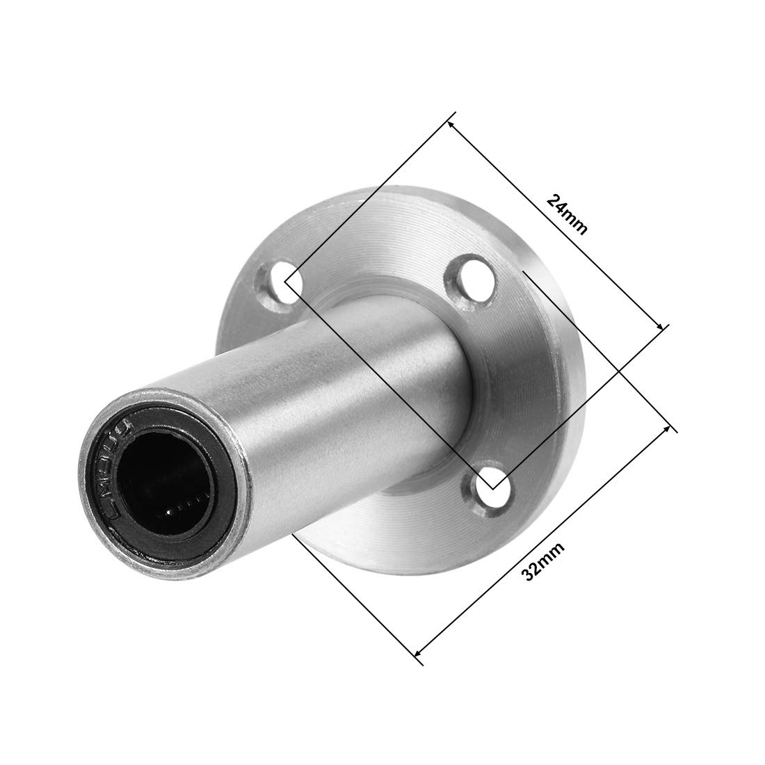 sourcing map LM8UU Extra Long Round Flange Linear Ball Bearings, 8mm Bore Dia, 15mm OD, 45mm Length 1Pcs - Image 3