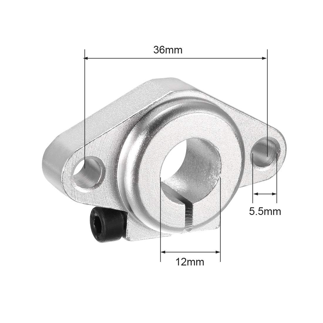 sourcing map 4PCS SHF12 Aluminum Linear Motion Rail Clamping Rod Rail Guide Support for 12mm Diameter Shaft - Image 3