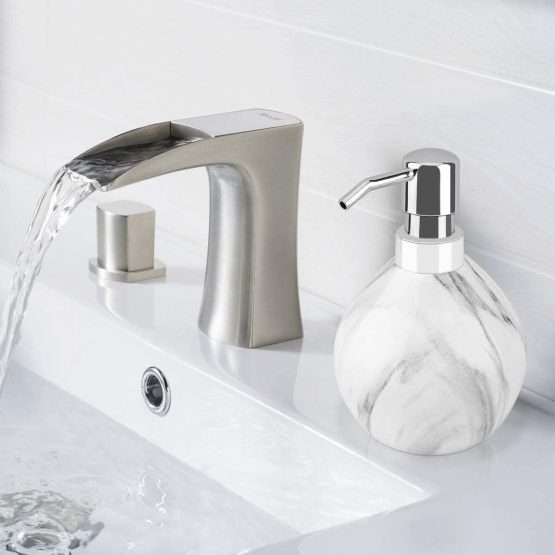 Luxspire Hand Soap Dispenser, 15.2 oz Countertop Hand Lotion Pump Bottles, Lotion Container, Refillable Liquid Hand Sanitizer Soap Jar, Resin Shower Dispensers for Bathroom, Kitchen - White Marble - Image 4