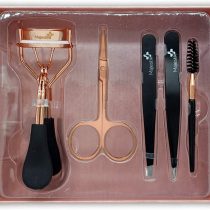 The Brow & Lash Set - Eyelash & Eyebrow Tools Kit- Includes Tweezers, Lash Curler, Spoolie Brush and scissors - Gift for her - RoseGold