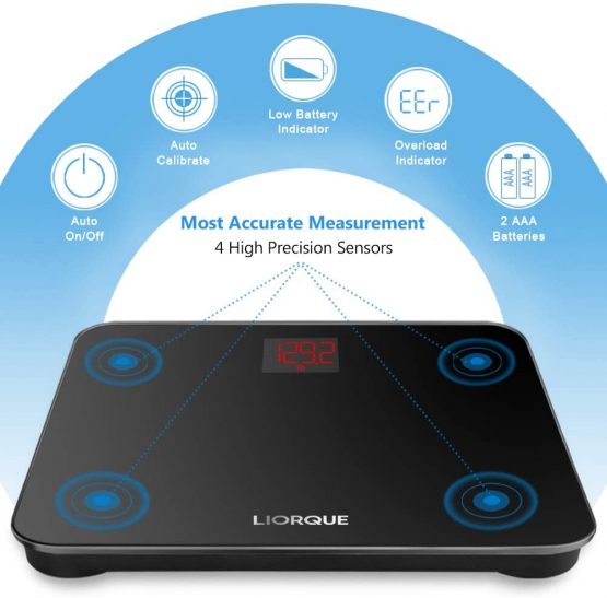 LIORQUE Digital Bathroom Scales Weighing Scale with High Precision Sensors and Smartphone App, Bluetooth Scales for Body Weight and BMI (lb/kg), White - Image 4