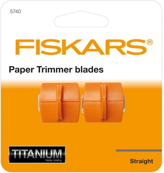 Fiskars Spare Blades for Personal Paper Trimmers, 2 Pieces, For Straight Cuts, High Profile TripleTrack Titanium, Orange, 1004677 - Image 2