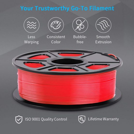 PETG 3D Printer Filament 1.75mm, SUNLU PETG Filament, Strong 3D Filament, Dimensional Accuracy +/- 0.02 mm, 1 kg Spool, Red - Image 2