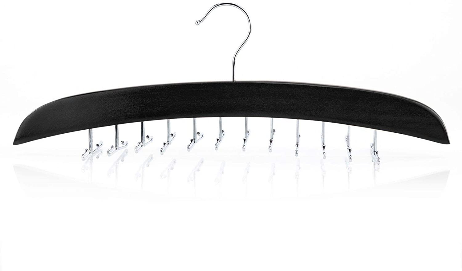 SunTrader Wooden Tie Hanger,24 Tie Organizer Rack Hanger Holder Hook (Black, 24 hooks) - Image 4