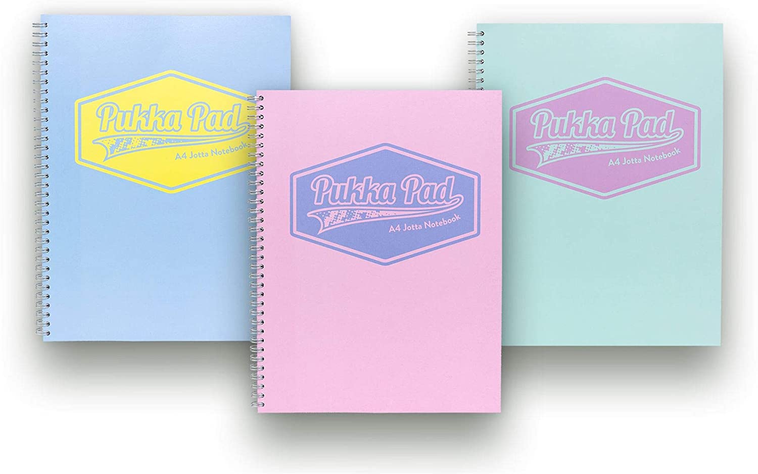 Pukka Pad Pastel A4 Jotta Notebooks, Pack of 3 Wirebound Notepads with 200 Pages