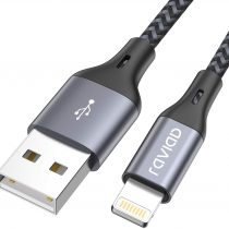 iPhone Charger Cable, RAVIAD [4ft/1.2m, MFi Certified] Lightning Cable Nylon Braided Charger Lead Fast Charging Cable for iPhone 11 Pro Max Xs X XR 8 7 6s 6 SE 5 5s 5c - Gray