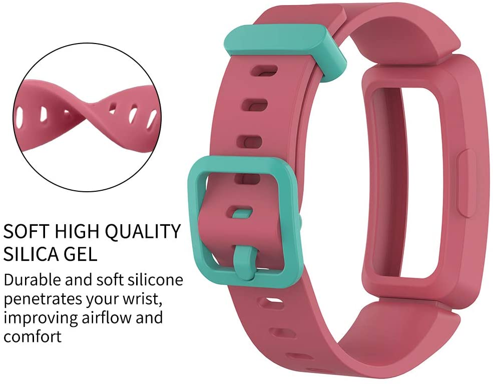 Vozehui Compatible With Fitbit Ace 2 Strap for Kids 6+, Colorful Sport