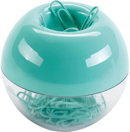 MultiBey Mint Green Paper Clips, 100 Pack 28mm Metal Medium Paperclips with Magnetic Clip Holder, Suitable for Home Office School Use(Mint Green)