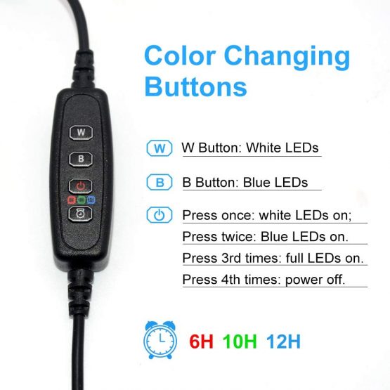 VARMHUS LED Aquarium Lighting, Aquarium Lamp White and Blue Color Changing Submersible Fish Tank Light with Small Simple Aquarium Timer for Sunrise and Sunset (18cm, Blue+White) - Image 2