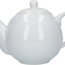London Pottery 32110 Globe Teapot with Strainer, Ceramic, White, 4 Cup Capacity (900 ml)