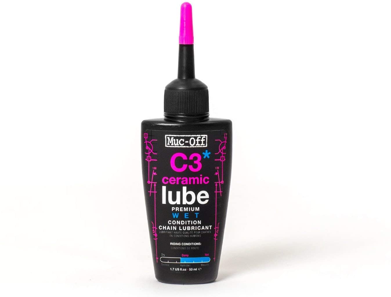 Muc-Off C3 Wet Chain Lube - Ultra Durable Ceramic Bike Chain Oil with UV Dye - Long-Lasting Lubricant for Wet & Muddy Conditions - 50ml - Image 2