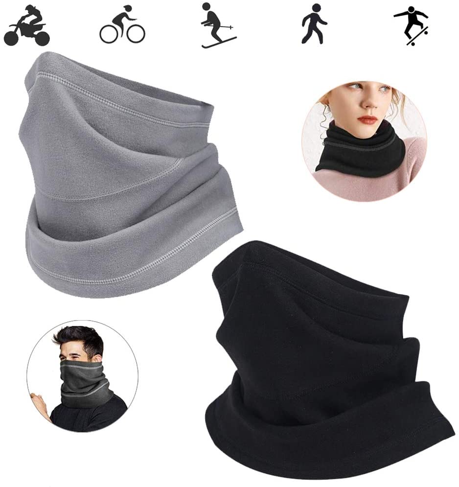 WENTS Neck Warmer Multifunctional Scarf Unisex Micro Fleece Mask Windproof Pilling Resistant For Walking Running Motorcyclists 2Pcs