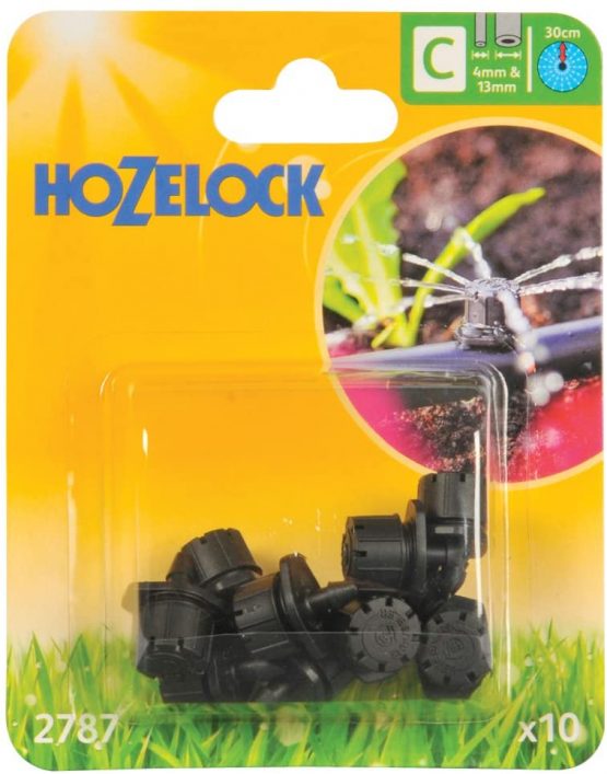 Hozelock 2787 End Line Adjustable Mini Sprinkler, 4/13 mm - Pack of 10 - Black