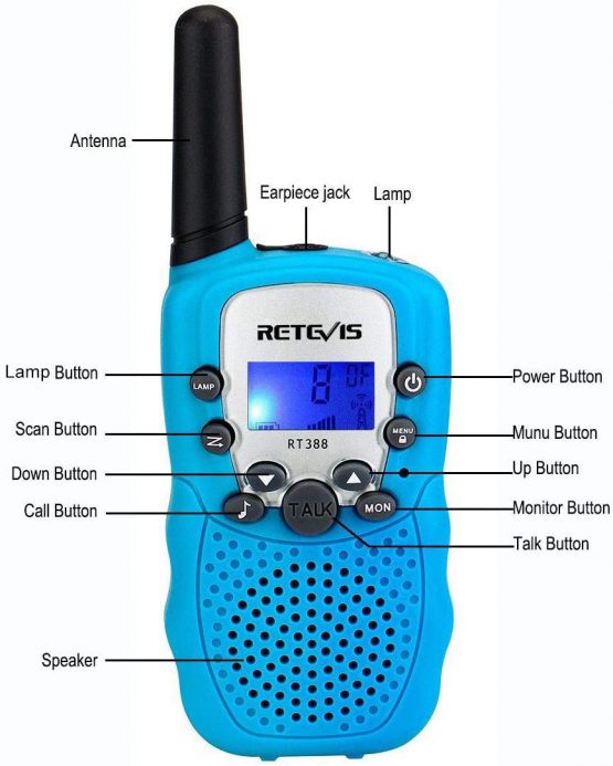 Retevis RT388 Walkie Talkies for Kids, Long Range Rechargeable Toy Gift for 3-12 Years old kids, VOX Flashlight, for Camping, Family outdoor Adventures (1 Pair, Black) - Image 2