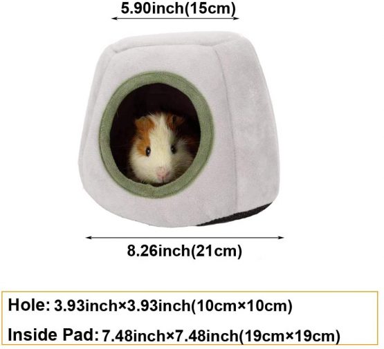 HanryDong Winter Warm Hamster Bed, Small Animals Cotton Mini Pet House, Machine Washable Cozy Hideout, Grey Green Cute Nest Cage Toys for Rats Baby Chinchilla Guinea Pig Hedgehog Ferret Squirrel - Image 3