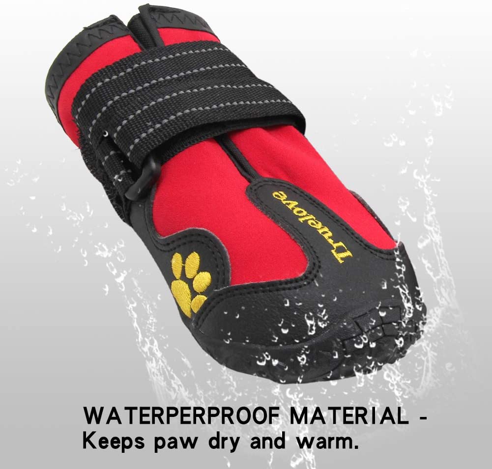 MOKCCI Truelove Dog Boots Waterproof Dog Shoe with Reflective Straps for Small Medium Large Dog Outdoor, red, 3#(Pack of 4) - Image 3