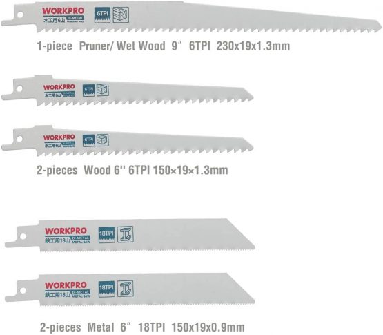WORKPRO Reciprocating Saw Blades Set 10-Piece, Sabre Saw Blades for Wood/Metal Cutting, Made with HSS, Compatible with All Reciprocating Saw - Image 2