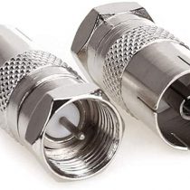 2 Pack TV T/F Type Connector Socket to RF Coax Aerial Adapter, Metric F Male TV9.5 female RF adapter