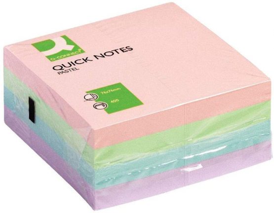 Q-CONNECT 76 x 76 mm Quick Note Cube Pastel