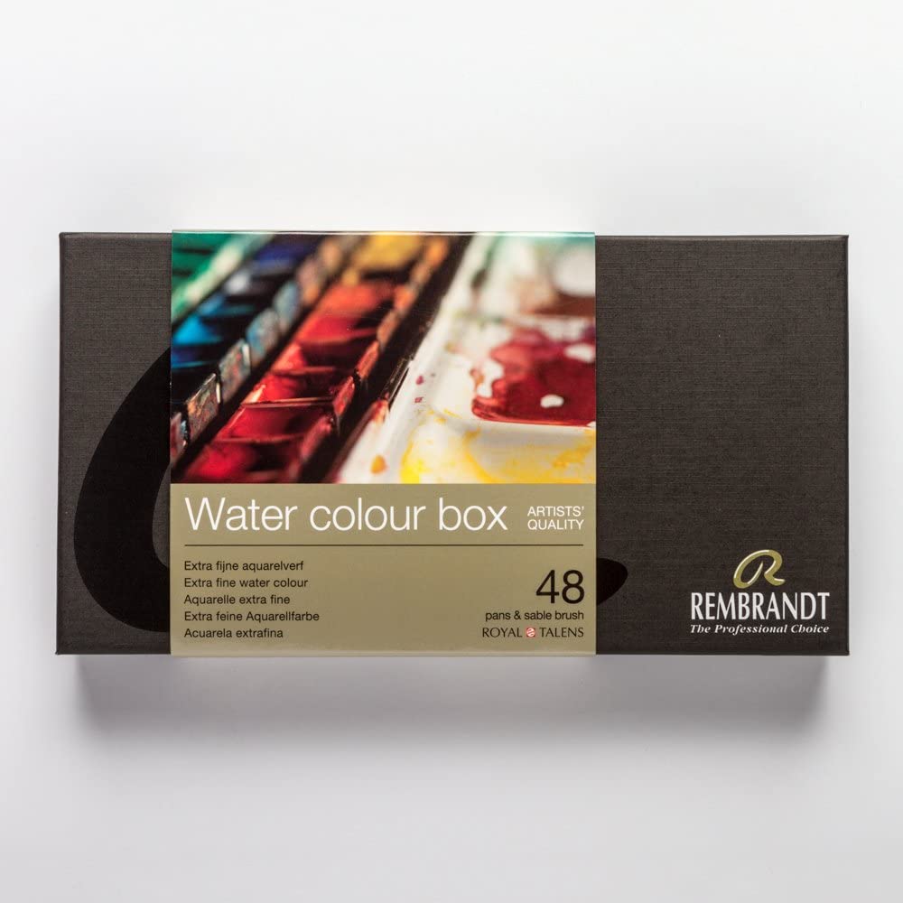 Talens : Rembrandt Watercolour : Set : 48 Half Pan Plus brush in Metal box, Multicolored, 50 Piece Set - Image 3