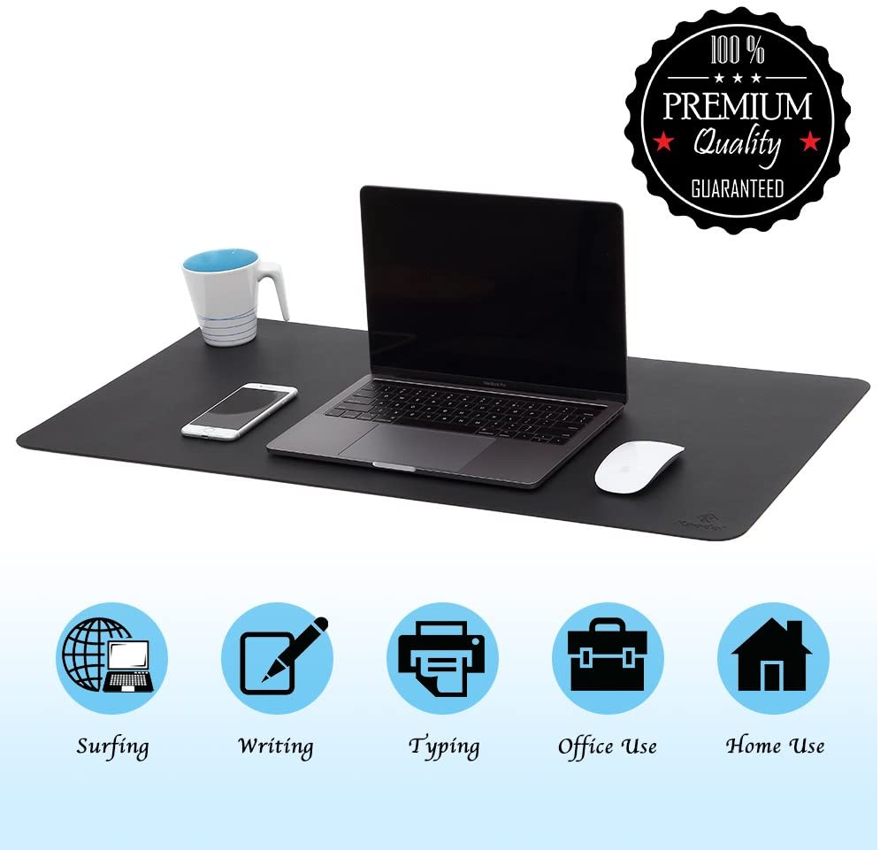 Knodel Desk Pad, Office Desk Mat, 40cm x 80cm PU Leather Desk Blotter