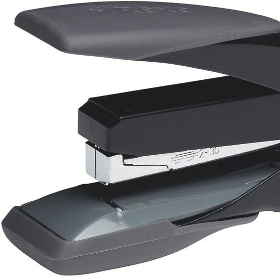 Rexel Easy Touch Low Force Stapler, 30 Sheet Capacity, Flat Clinch Stapling, Half Strip, Includes Staples, Metal Body, Black/Grey, 2102548 - Image 2