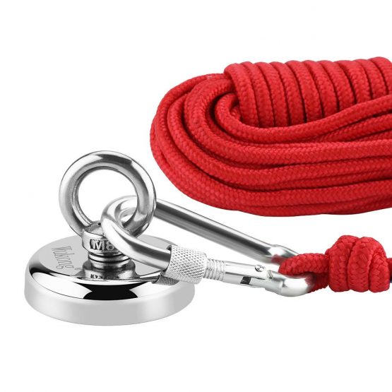 Round Neodymium Eyebolt Fishing Magnet with Rope x 66ft,Wukong Super Power N52 Pulling Force 353LB(160KG) Diameter x 60mm Thick x 15mm for Magnet Fishing and Salvage in River (Magnet Fishing-20m Rope) - Image 4